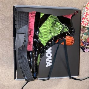 Faux leather neon snake skin bootie